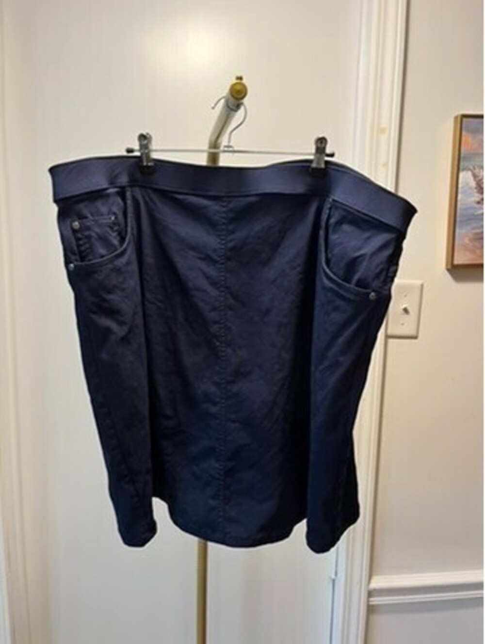 Chic Navy Blue Casual Skort with Pockets - Comfy & Stylish!